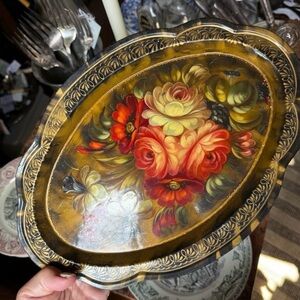 Floral Decorative Oval Tray